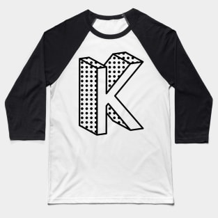 3D Ben Day Dot Isometric Letter K Baseball T-Shirt
